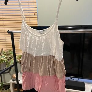 Forever 21 White and Cream Tiered Camisole